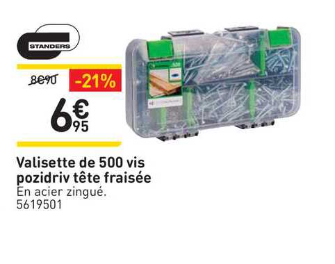 valisette de 500 vis pozidriv tête fraisée