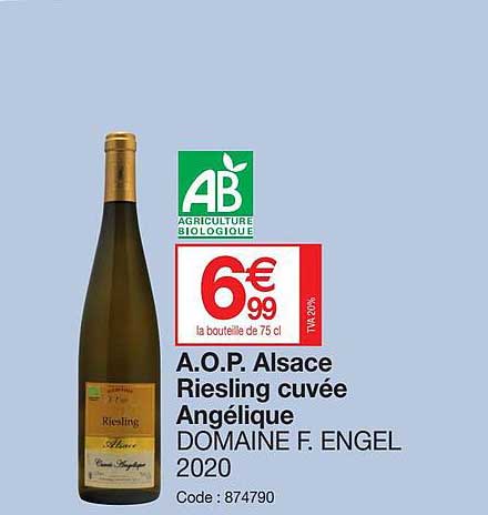 a.o.p. alsace riesling cuvée angélique domaine f. engel 2020