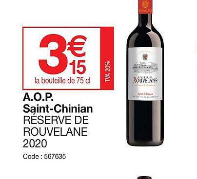 a.o.p. saint-chinian réserve de rouvelane 2020