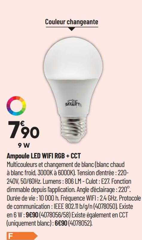 ampoule led wifi rgb + cct