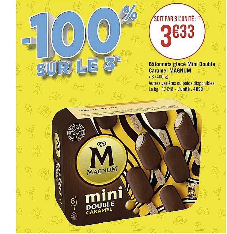 Bâtonnets Glacé Mini Double Caramel Magnum