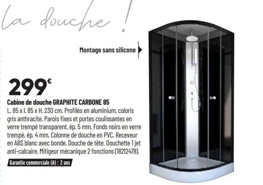 Cabine De Douche Graphite Carbone 85
