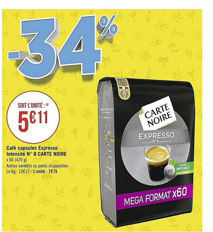 café capsules expresso intensité n°8 carte noire