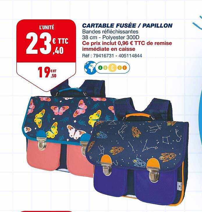 cartable fusée - papillon