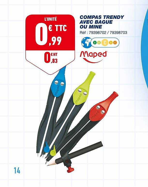 compas trendy avec bague ou mine maped