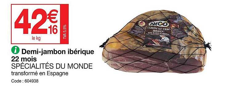 demi-jambon ibérique 22 mois