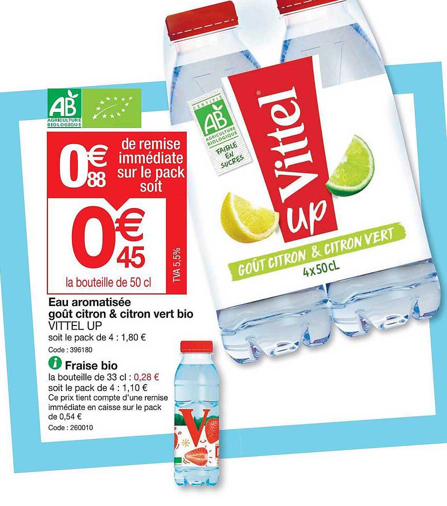 Eau Aromatisée Goût Citron & Citron Vert Bio Vittel Up