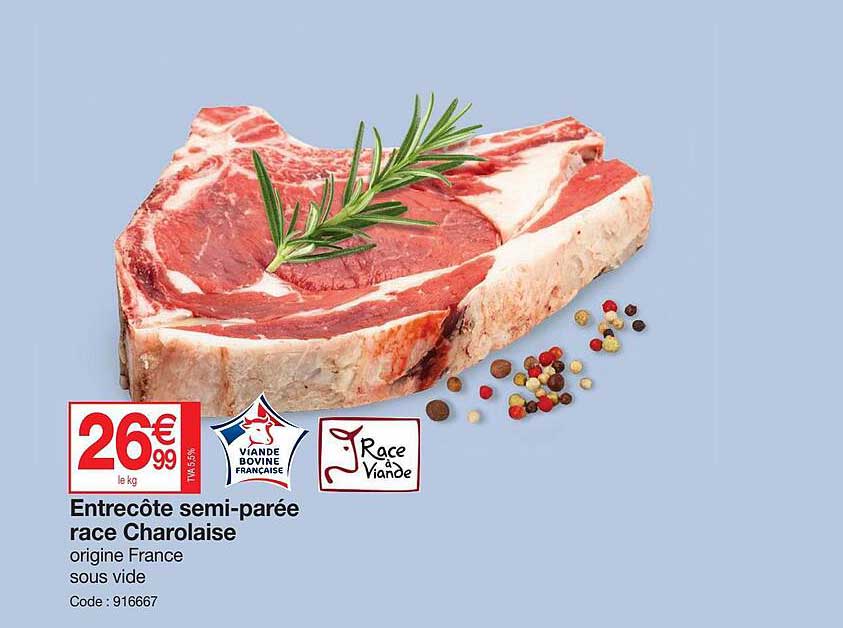 entrecôte semi-parée race charolaise
