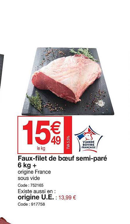 faux-filet de boeuf semi-paré 5 kg +