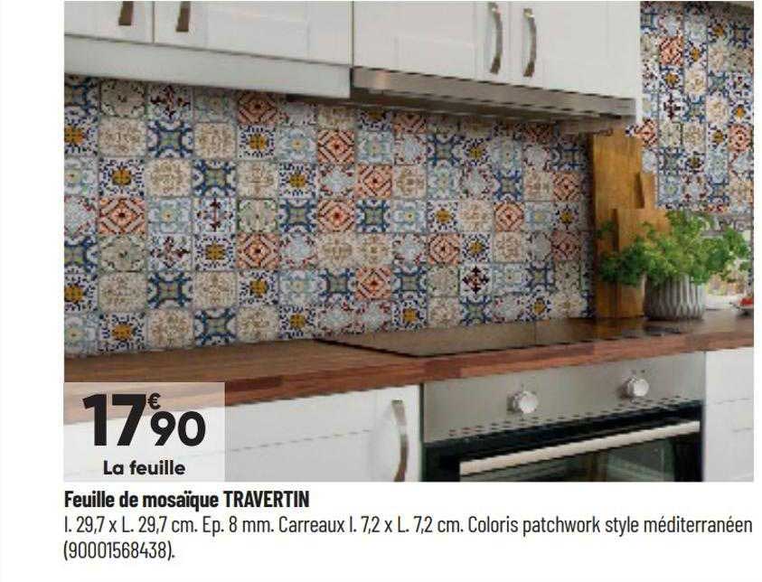 feuille de mosaïque travertin