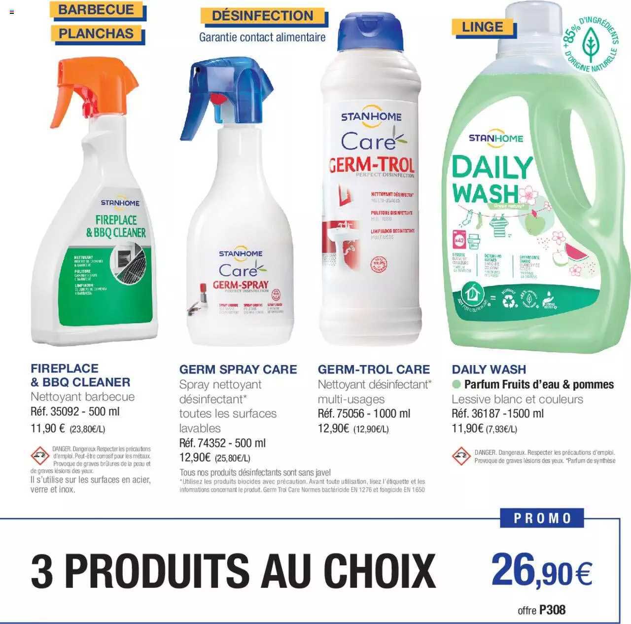 fireplace & bbq cleaner, germ spray care, germ-trol care, daily wash