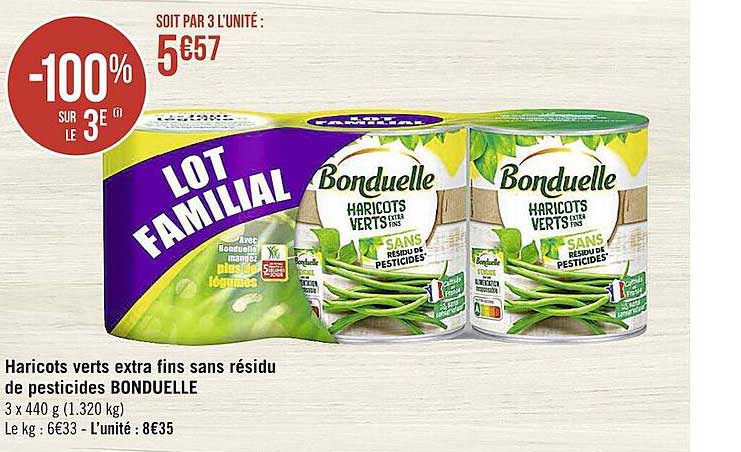 haricots verts extra fins sans résidu de pesticides bonduelle