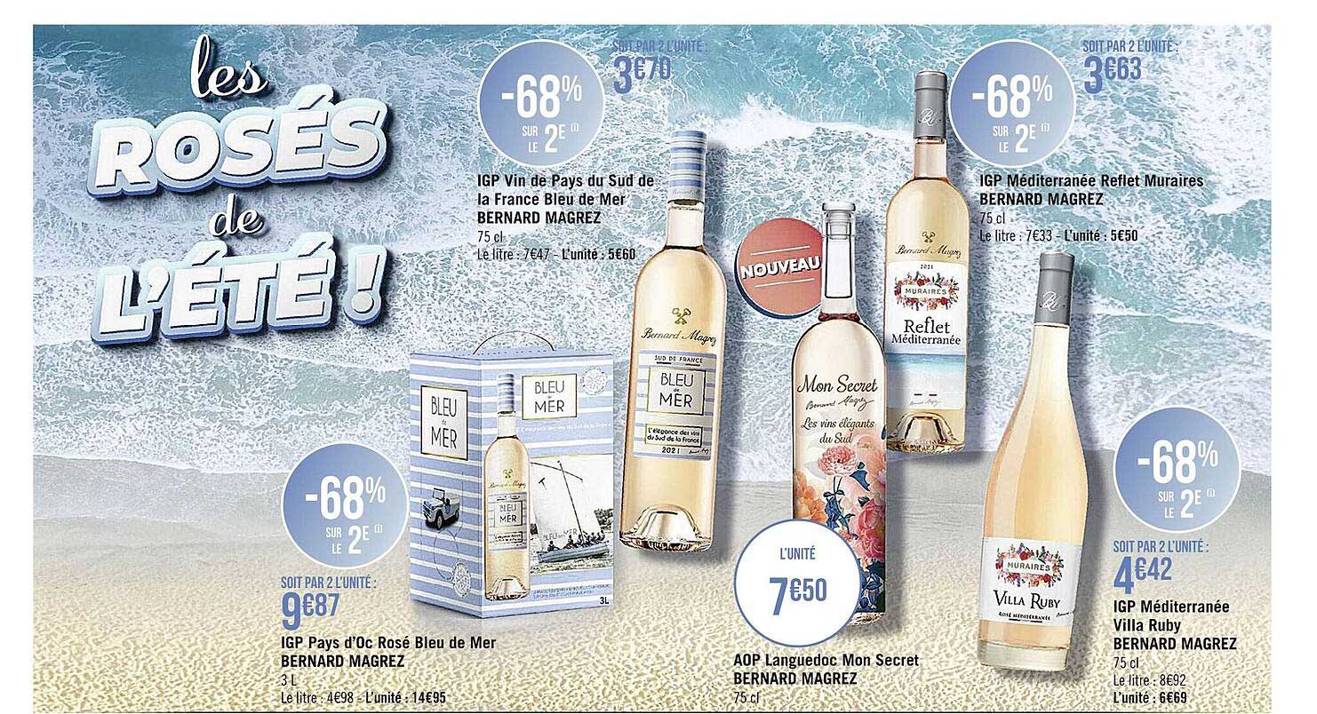 igp vin de pays du sud de la france bleu de mer bernard magrez, igp pays d'oc rosé bleu de mer bernard magrez , aop languedoc mon secret bernard magrez , igp méditerranée villa ruby  bernard magrez