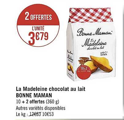 la madeleine chocolat au lait bonne maman