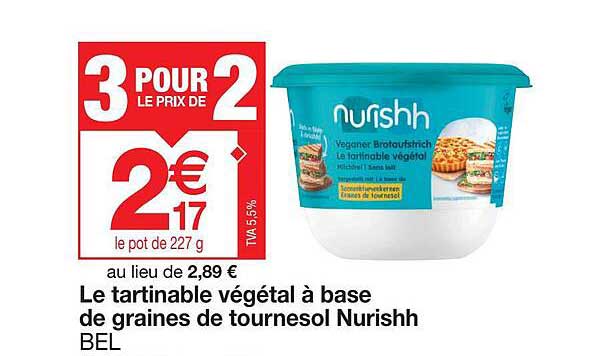le tartinable végétal à base de graines de tournesol nurishh bel