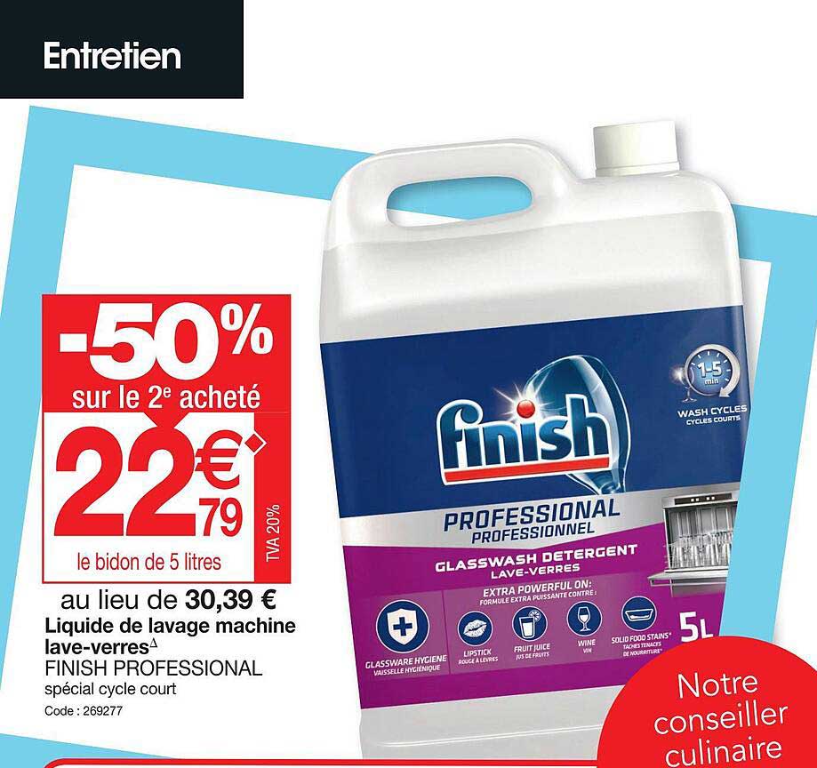 liquide de lavage machine lave-verres finish professional