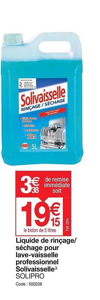 liquide de rinçage-séchage pour lave-vaisselle professionnel solivaisselle solipro