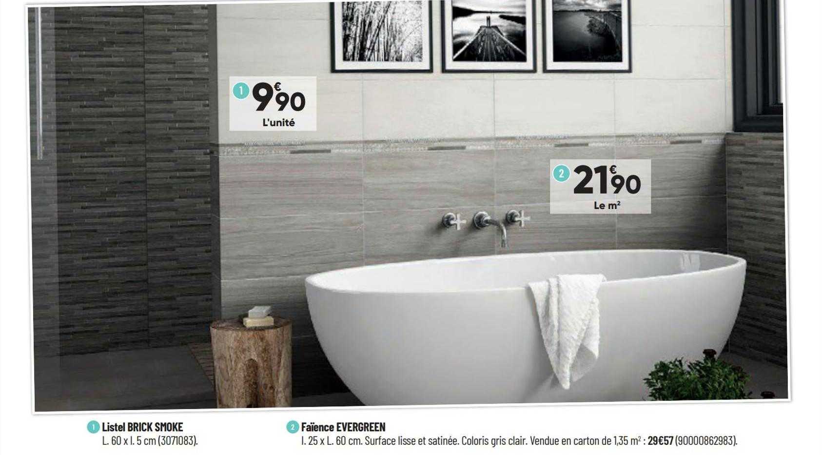 listel brick smoke, faïence evergreen