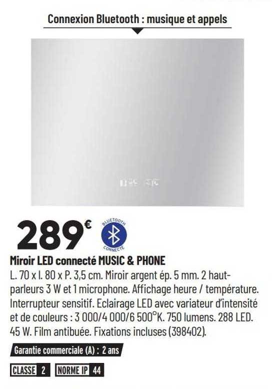 Miroir Led Connecté Music & Phone
