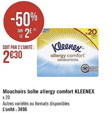 Mouchoirs Boîte Allergy Comfort Kleenex