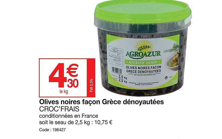 olives noires façon grèce dénoyautées croc'frais