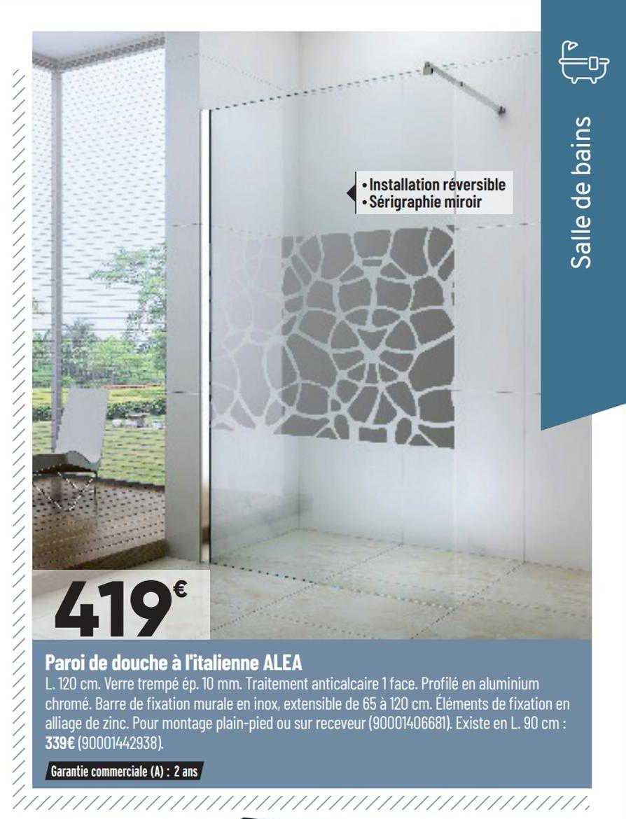 paroi de douche à l'italienne alea