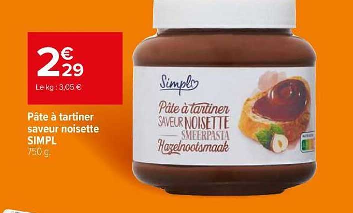 Pâte à Tartiner Saveur Noisette Simpl