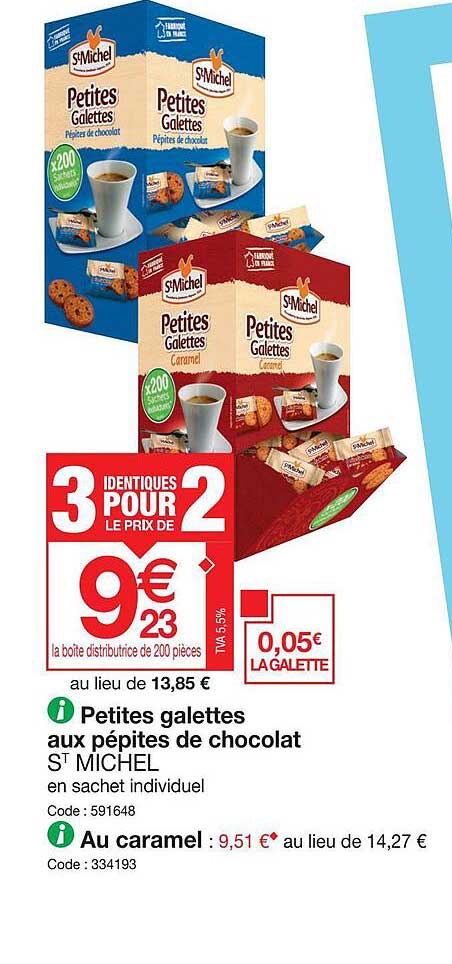 petites galettes aux pépites de chocolat st michel ou au caramel