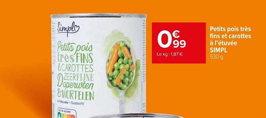 petits pois très fins et carottes à l'étuvée simpl