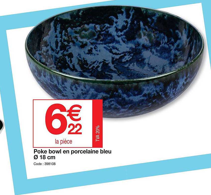 poke bowl en porcelaine bleu ø 18 cm