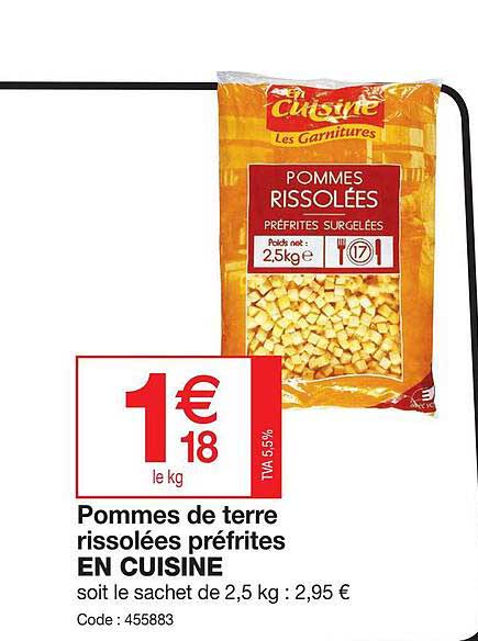 pommes de terre rissolées préfrites en cuisine