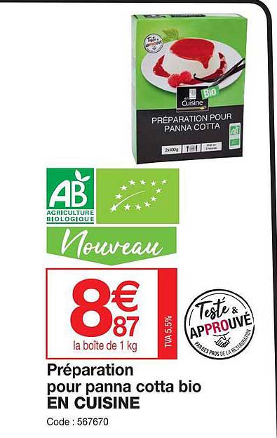 préparation pour panna cotta bio en cuisine