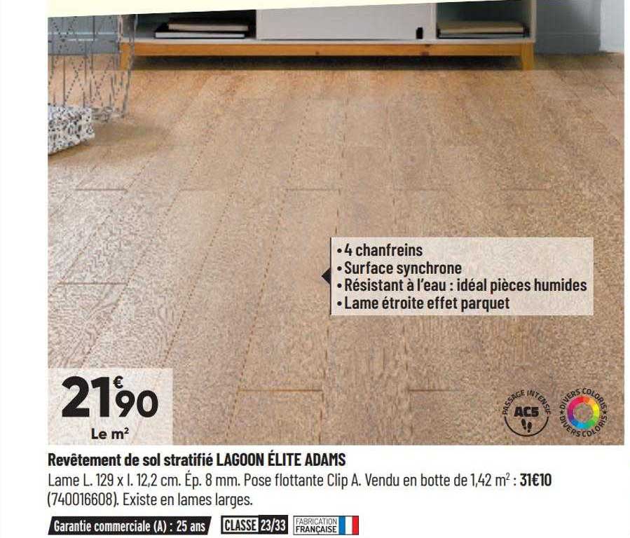revêtement de sol stratifié lagoon élite adams