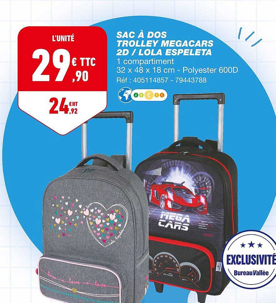 Sac à Dos Trolley Megacars 2d - Lola Espeleta