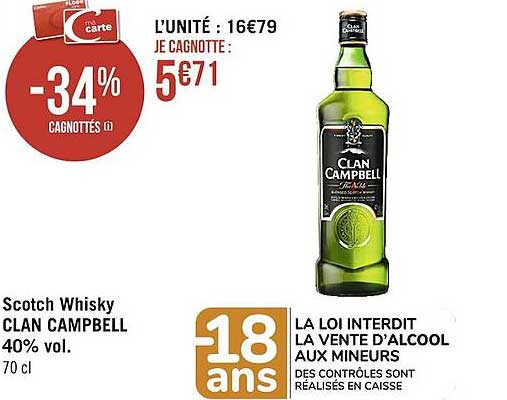 scotch whisky clan campbell 40% vol.