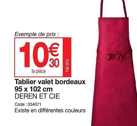 tablier valet bordeaux 95 x 102 cm deren et cie