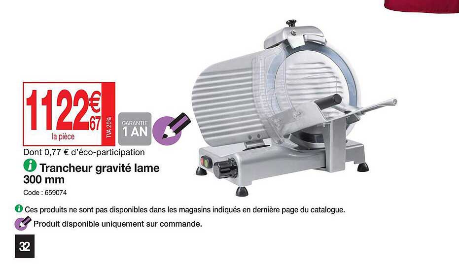 trancheur gravité lame 300 mm