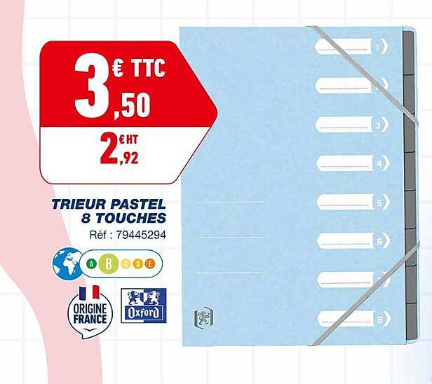 trieur pastel 8 touches oxford