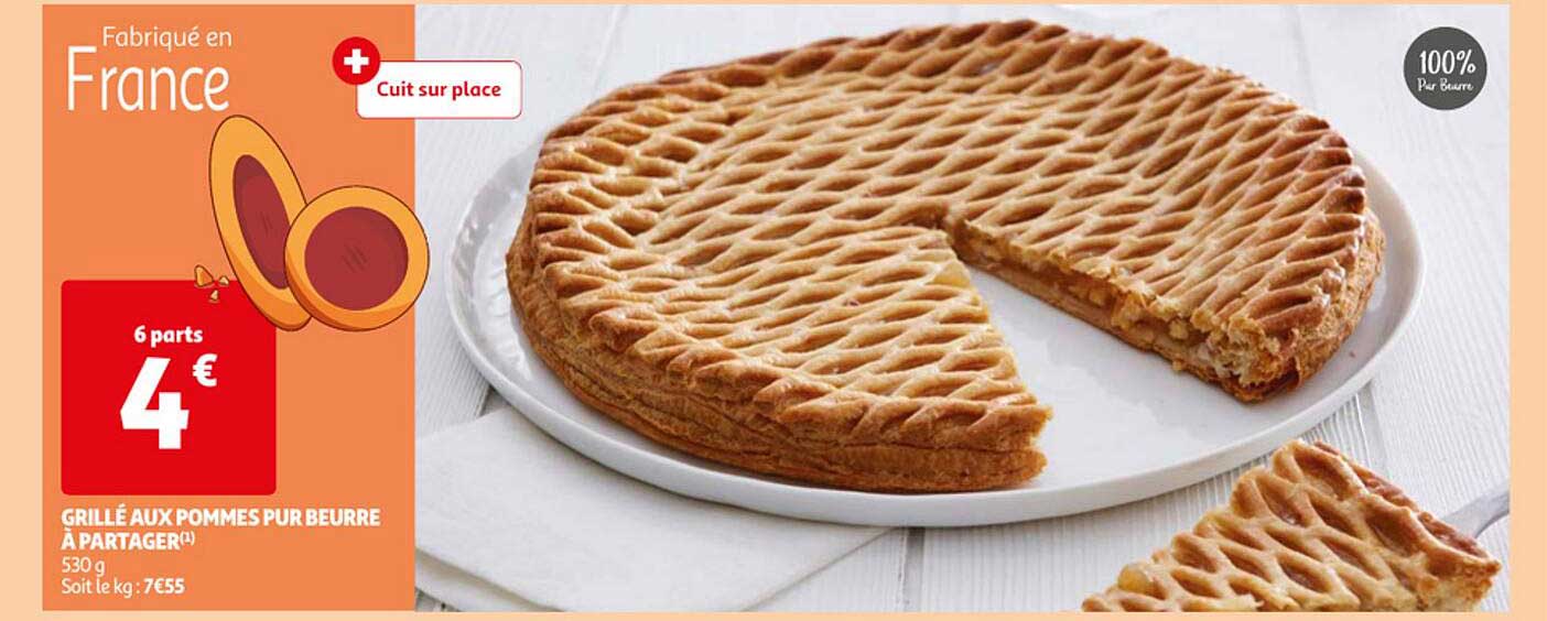 grillé aux pommes pur beurre à partager