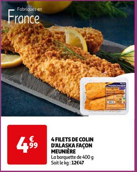 4 filets de colin d'alaska façon meunière