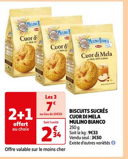 biscuits sucrés cuor di mela mulino bianco