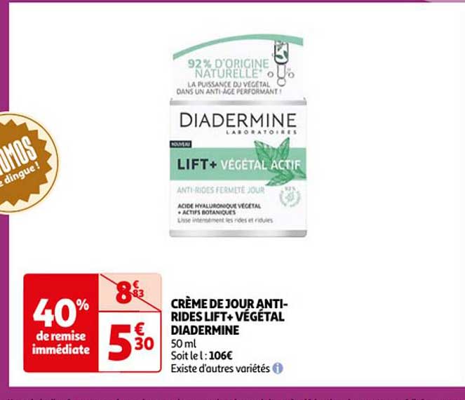 crème de jour anti-rides lift+ végétal diadermine