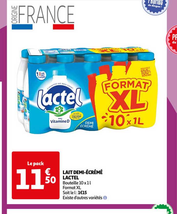 lait demi-écrémé lactel
