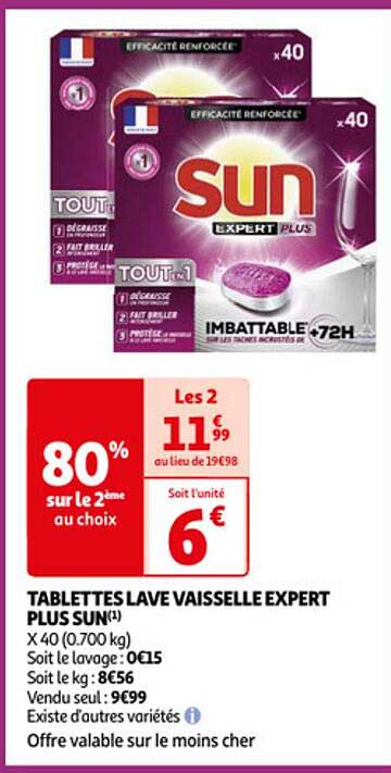 tablettes lave vaisselle expert plus sun