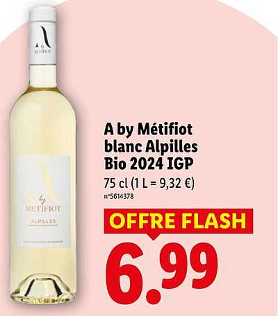 A by Météfiot blanc Alpilles Bio 2024 IGP
