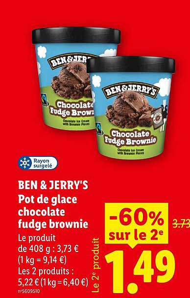 BEN & JERRY'S Pot de glace chocolate fudge brownie