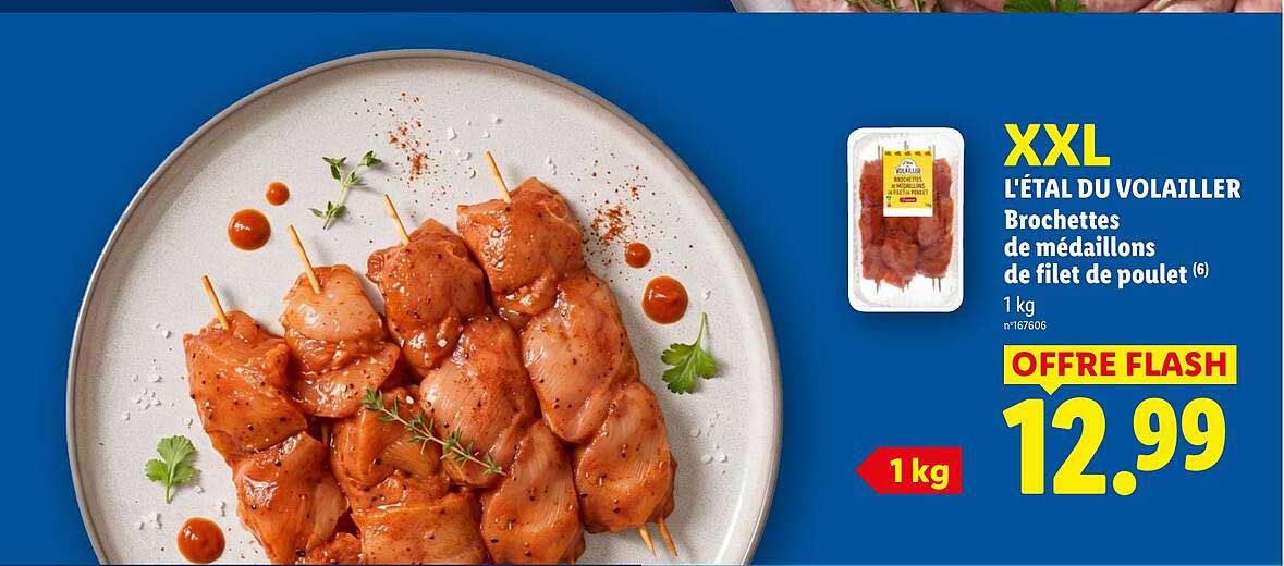 Brochettes de médaillons de filet de poulet