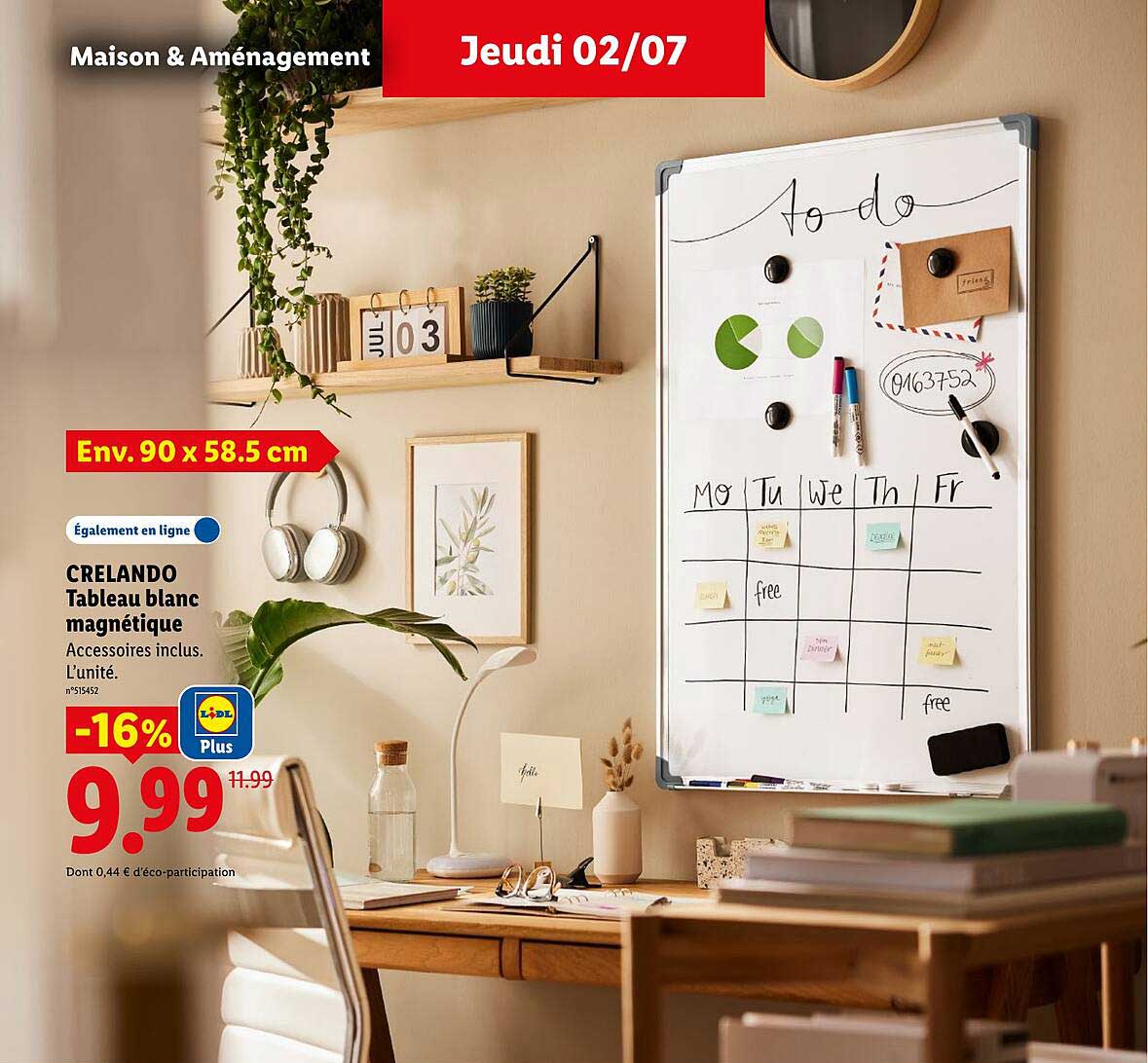 CRELANDO Tableau blanc magnétique
