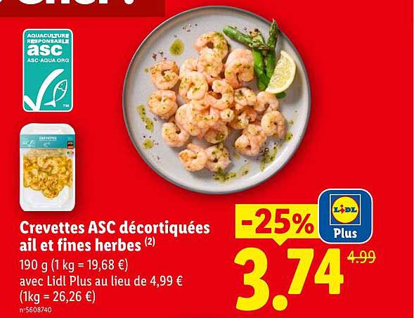 Crevettes ASC décortiquées ail et fines herbes