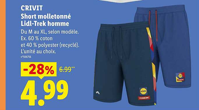 CRIVIT Short molletonné Lidl-Trek homme